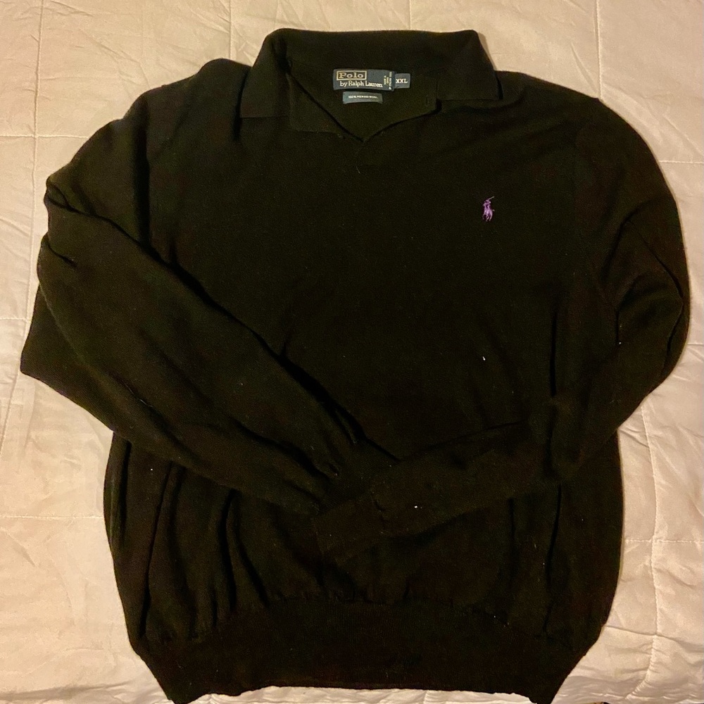 Men’s black  XXL Ralph Lauren Polo styled sweater  made from Italian wool.